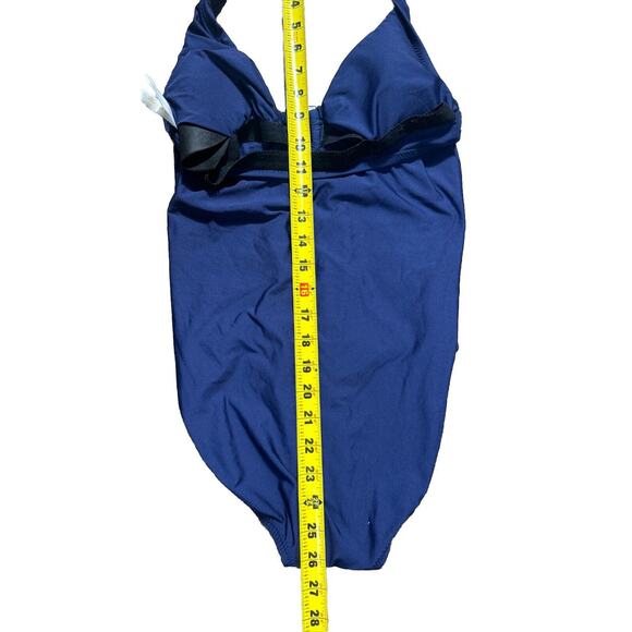 Helen Jon Swimsuit Size Small Navy Blue Halter Buckle Detail One piece NWOT - Picture 3 of 7